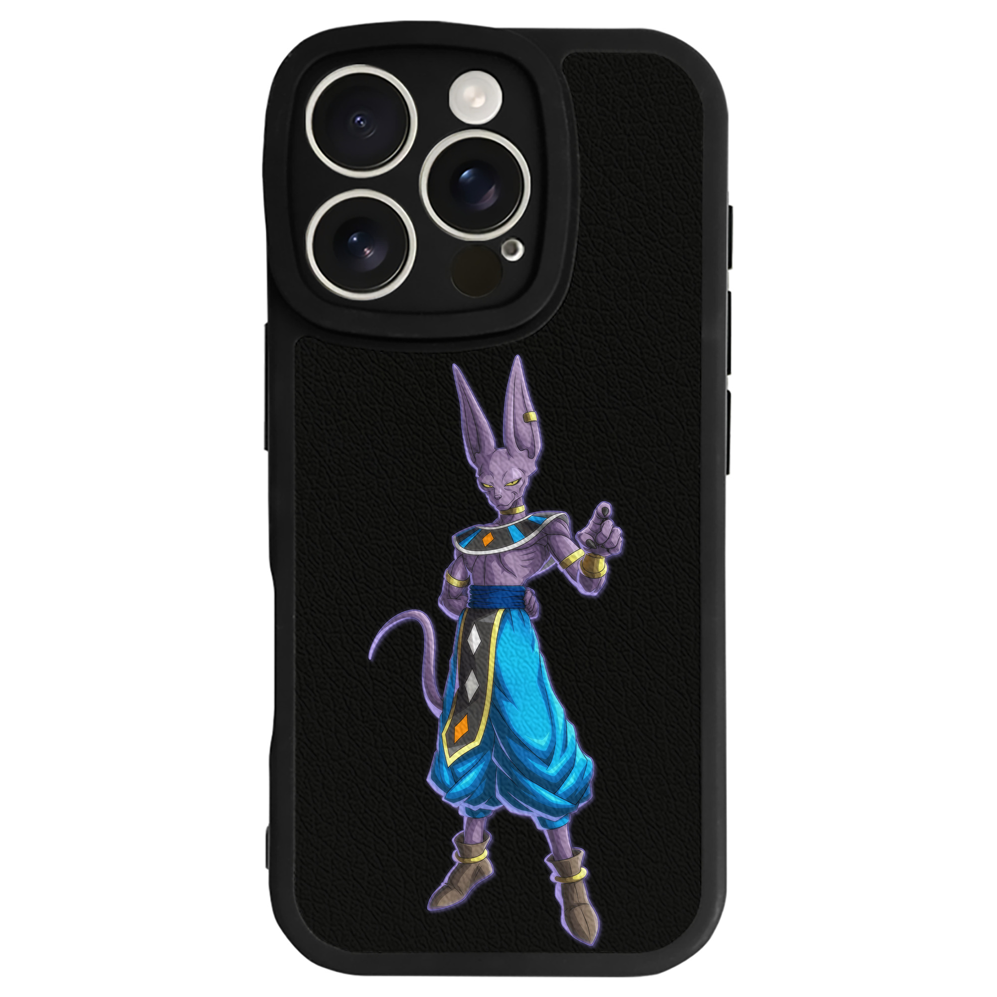 （画像用） ドラゴンボール ビルス 破壊神ビルス DRAGON BALL Beerus Birusu 【iPhone 16シリーズ対応】シリコンスマホケース（レザー調） 材質：シリコン